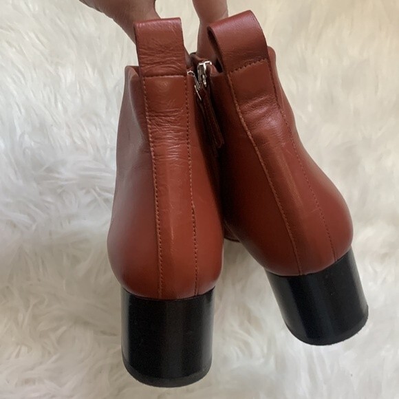 Everlane The Day Boot Italian Leather Ankle Block Heel Booties Brick Color Sz 7 - Picture 7 of 10
